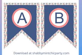 Alphabet banner mint and gold | free printable letters for banners | free printable. Free Navy Blue Floral Alphabet Banner Printable Shabby Mint Chic Party