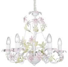 Emily Chandelier Pink Flowers 5 Lights Traditional Kids Ceiling Lighting By Firefly Kids Lighting
