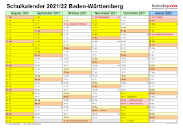 Alle termine und infos zu den ferien in bw. Schulkalender 2021 2022 Baden Wurttemberg Fur Pdf