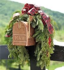Holiday Woodland Evergreens Mailbox Swag With Bow Holiday Greenery Christmas Mailbox Decorations Outdoor Christmas Decorations Christmas Diy