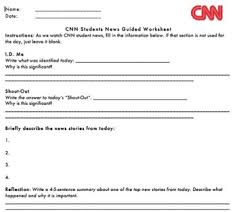 Students also record a number from the daily broadcast that represents a measurable piece of data. 26 Cnn Student News Guided Worksheet Worksheet Resource Plans