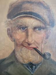 Oil Painting (xx) Bearded Dutch Man With Pipe 40 X 33 Cm