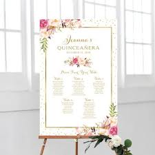 quinceanera seating chart by table various sizes