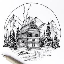 Ink Inkdrawing Inkart Inkstagram Penandink Drawing Art Sketch Lineart Blackwork Blackworkillu Cabin Art Drawings Micron Pen Art