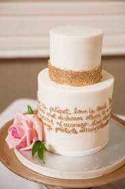 White Fondant Small Two Tier Wedding Cake With Gold Edible Glitter Decoration G Decora Spring Wedding Cake Gold Wedding Cake Wedding Cake Simple Elegant