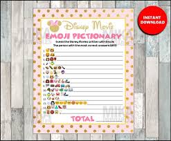 Disney Movie Emoji Pictionary Children S Birthday Party Etsy Birthday Party Games For Kids Birthday Party Games Emoji Birthday Party