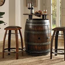 Vintage Oak Wine Barrel Bistro Table Bar Stools Whiskey Finish Wine Barrel Table Barrel Table Wine Barrel Bar