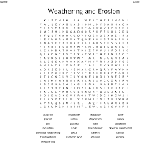 Weathering and soil (continued) completion fill in the line to complete each statement. Weathering And Erosion Word Search Wordmint