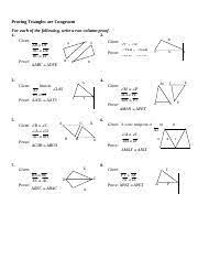 You need to justify each step with the correct reason, and use the correct name for each reason. Triangle Proofs A Proving Triangles Are Congruent For Each Of The Following Write A Two Column Proof 1 2 Given Prove C A Ab Df Ac De Bc Ef B Abc Course Hero