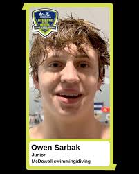 Congrats to Owen Sarbak of McDowell for winning the Swimming/Diving  Preseason Boys Athlete of the Year poll, presented by Seaway Window and AHN  Sports Medicine!