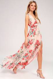 Garden Meandering Blush Floral Print Maxi Dress Floral Maxi Dress Maxi Dress Blush Maxi Dress