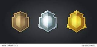 bronze silver gold shields set of cartoon icons for the user interface of computer games cartoon icons gaming computer bronze