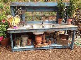 Love This Blue Potting Bench With Double Stainless Steel Sink 7 Feet Long Outdoor Potting Bench Potting Tables Potting Bench