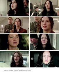 She S Crying In All Of Them Until The Bottom Left One When She Finally Gets To See Him In Person Hunger Games Fandom Hunger Games Katniss Hunger Games