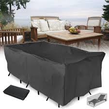 A classy cover with modern ties to keep it in place will protect your outdoor furniture while lending it a dash of glam. Outdoor Patio Furniture Cover Extra Large Rectangular Table Chair Furniture Set Covers Waterproof Windproof Tear Resistant Uv Protection Fits 4 10 Seat 83 X43 X28 Walmart Com Walmart Com