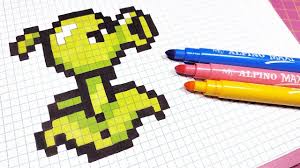 Pixel Art Hecho A Mano Como Dibujar Plants Vs Zombies Pixel Art Anime Pixel Art Minecraft Pixel Art