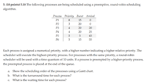 Solved 5 10 Points 5 18 The Following Processes Are Be