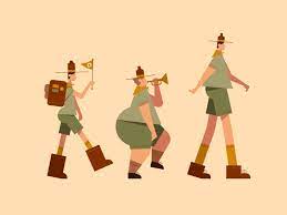Scout Gang Walkcycle Scout Design Character Design Character Illustration 2d Motion Design Motiondesign Animation Scout Illustration Character Design Boy Scout