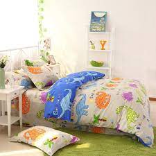 Beige Orange And Blue Cute Dinosaurs Print Jungle Animal 100 Cotton Girls And Boys Twin Full Queen Size Be Girls Bedroom Sets Bedding Sets Kids Bedroom Sets