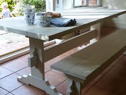 Handpainted Trestle Dining Table In Soft White With Matching Bench 88x210 Cm But Can Also Be Ordered In 2 Swedish Furniture Dining Table Trestle Dining Tables