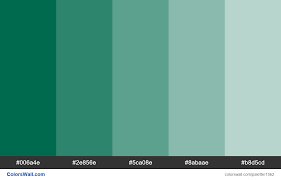 Bangladesh Green Color 5 Tints Hex Colors 006a4e 2e856e 5ca08e 8abaae B8d5cd Brand Original Color Cod Hex Colors Green Colour Palette Green Hex Code