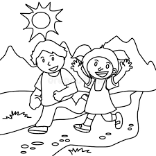 Enjoy coloring and circling the right! Boy And Girl Walking Coloring Page Stock Illustration Illustration Of Exercise Childhood 86598418