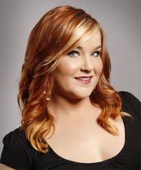Maybe you would like to learn more about one of these? Long Wavy Copper Red Hairstyle With Side Swept Bangs And Light Blonde Highlights