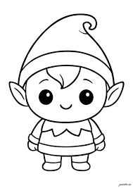 Smiling kawaii elf full of magic - Elf Coloring Pages