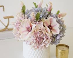 Silk flower arrangements, silk flowers arrangements, silk floral arrangements, silk arrangements. Flower Arrangements Cream Peony Silk Floral Bouquet In Chinoiserie Planter Flowers Patterer Floral Decor
