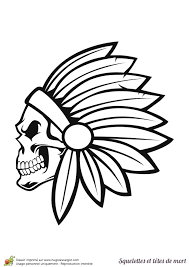 Voici 20 dessins de coloriage tête de mort mexicaine à imprimer gratuitement chez vous. Dessin A Colorier Squelettes Et Tetes De Mort Chef Indien