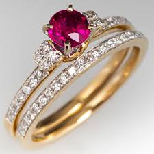 Enjoy the sparkle of ruby and diamond rings from macy's. Estate Ruby Diamond Engagement Ring Wedding Bridal Set 14k Gold