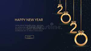 Download this 2020 happy new year card design vector illustration now. 2020 Happy New Year Card Design With Hanging Golden Shining Numbers With Bows And Glitter On Dark Blue Background Holiday Banner Stock Vector Illustration Of Glitter Graphic 152336807