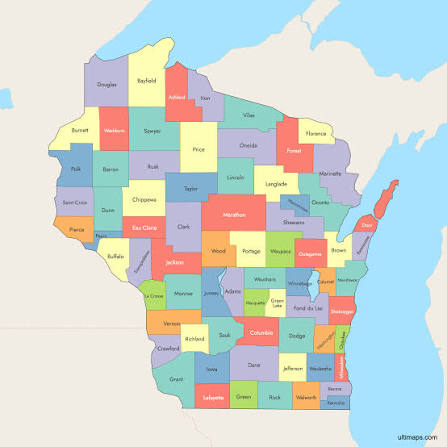 Map of Wisconsin Counties | Explore, Download & Create Your Own — Ultimaps