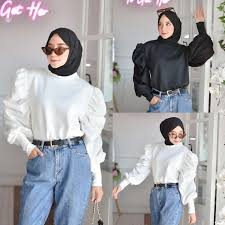 Jual blouse bigsize jumbo wanita baju atasan big size. Jual Baju Korea Wanita Kekinian Keren Melva Blouse Lengan Balon Terbaru Juni 2021 Blibli