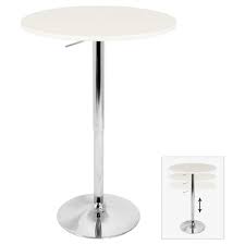Clear adjustable bar tablecontemporary stylingstylish acrylic upholsterythe pebble table is adjustable from 26 dining height or 41 inch bar height.recommended for indoor usemade in chinadimensions: 27 5 Elia Contemporary Adjustable Bar Height Pub Table White Wood Top With Chrome Frame Lumisource Target