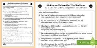 Problem solving addition and subtraction grade 3. Addition And Subtraction Word Problems Year 3