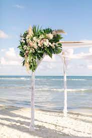 Send fresh flowers from local gold beach florists today! Blush And Gold Tropical Beach Wedding In Mexico Tropical Beach Wedding Beach Wedding Arbors Mexico Beach Weddings