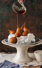 Brown Sugar Pavlova With Pears Poached In Spicy Muscadel Pavlova Pavlova Recipe Desserts