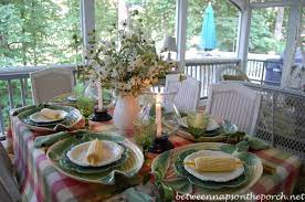This seven piece set includes a large dining table and six chairs, giving you the perfect dining set to your dining room. A Country Style Tablescape With Corn On The Cob Between Naps On The Porch