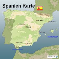 Reino de espana), ist ein land im südwesten europas mit einigen territorien über die meerenge von gibraltar und den atlantik. Stepmap Spanien Karte Landkarte Fur Spanien