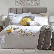 Choose a vibrant solid color, whimsical print, crisp percale, or silky sateen comforter: Vintage 3d Flower Embroidered Lemon Duvet Cover Standard Pillowcase Set By Kaleidoscope Witt International