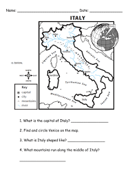 This year 6 geography worksheet includes interesting facts about the different features of a river. Italy Worksheet Teaching Resources