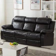 Black Pu Leather Double Recliner Sofa With Drop Down Table Recliningsofa Reclining Sofa