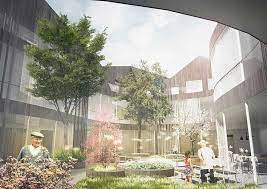 the five gardens is a nursing home for patients with dementia with five green atriums and organic circ nursing home healthcare architecture healthcare design