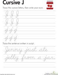 Education.com has a great collection of upper and lower case cursive writing worksheets for every letter in the alphabet. Cursive J Worksheet Education Com