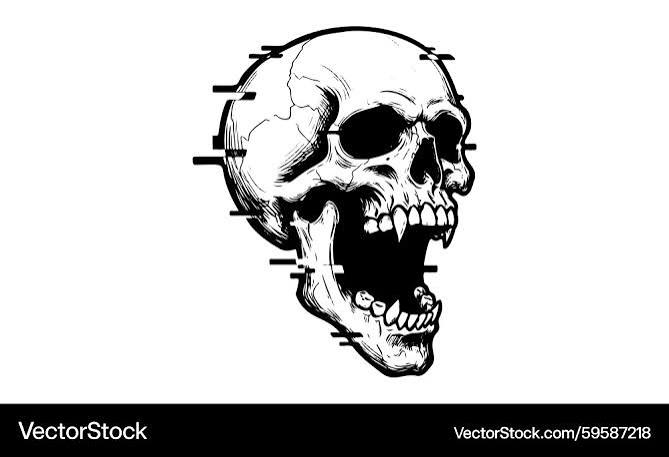 Screaming Skull - Digital Horror – Royalty-Free Vector | VectorStock