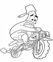 Patrick Jumping With A Scary Motorcycle Coloring Page
