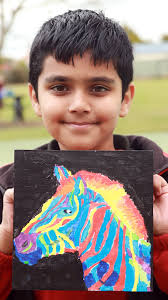 Rotorua Artist Janet Keen's Photography, Mosaics, Paintings & Writing:  Glenholme School, Rotorua Pop Art Animal Project, using Resene testpots  with Janet Keen and Zara Matthews