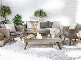 Garden Conversation Set Rattan Brown With Grey Vittoria Xl Grey Rattan Garden Furniture Grey Outdoor Furniture Rattan Garden Furniture Uk