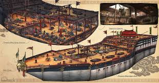 Voyage Of Zheng He Treasure Ship Interior Hans Ekaputra On Artstation At Https Www Artstation Com Artwork Voyage Of Zheng H Zheng He Flying Ship Junk Ship
